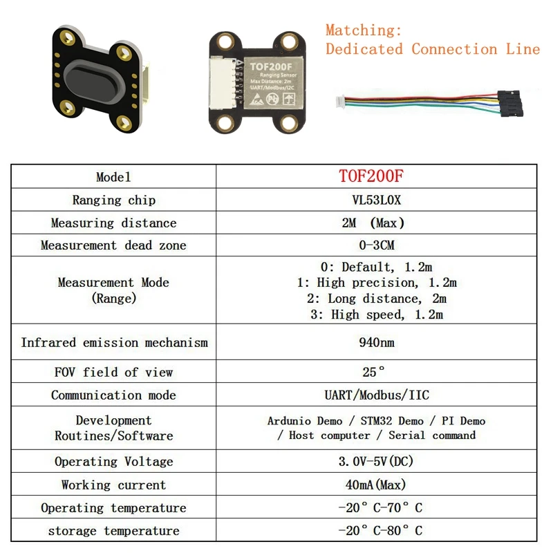 Лазерный дальномер VL6180/VL53L0/VL53L1 встроенный алгоритм MCU TOF050F TOF200F TOF400F 50 см/2 м/4 м