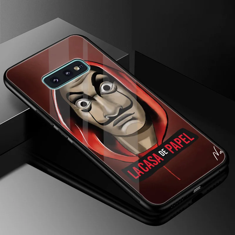 La Casa De Papel Tempered Glass Case Mirror For Samsung Galaxy A10 A20 A30 A40 A50 A60 A70 S7 Edge S8 S9 Plus Note 8 9 S10 Cover |