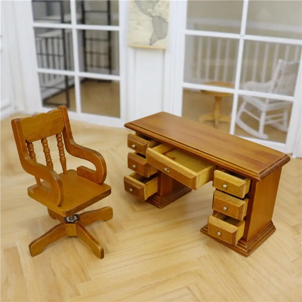 

Dollhouse Toys-- Desk Decorative Table Furnitures DIY, for Xmas Office Decors Living Room