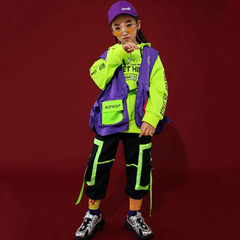 Флуоресцентная цветная одежда в стиле хип-хоп 2020 детские свободные черные брюки