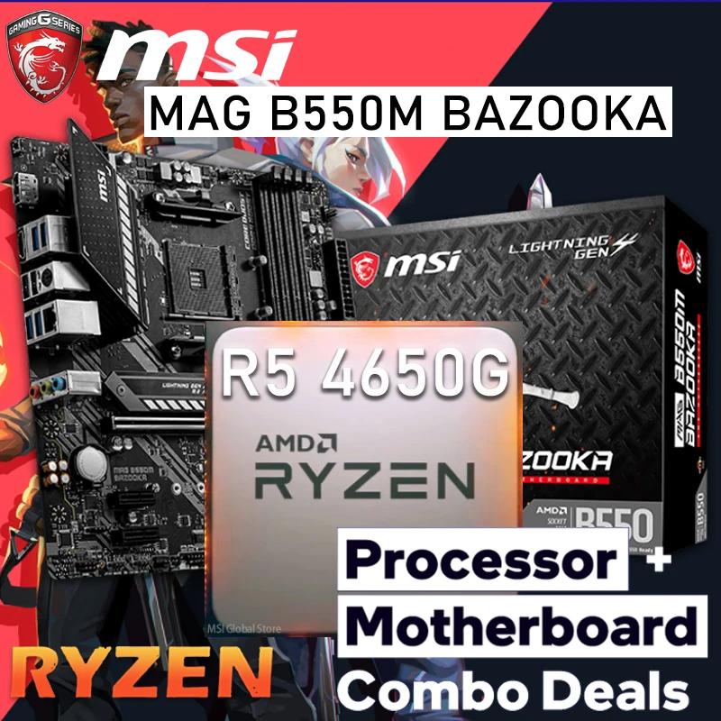 

AMD Ryzen 5 PRO 4650G Combo MSI MAG B550M базока материнская плата Combo Ryzen Kit DDR4 4650G AMD B550 OC Placa-MOM AM4 4650G 3,7 GHz