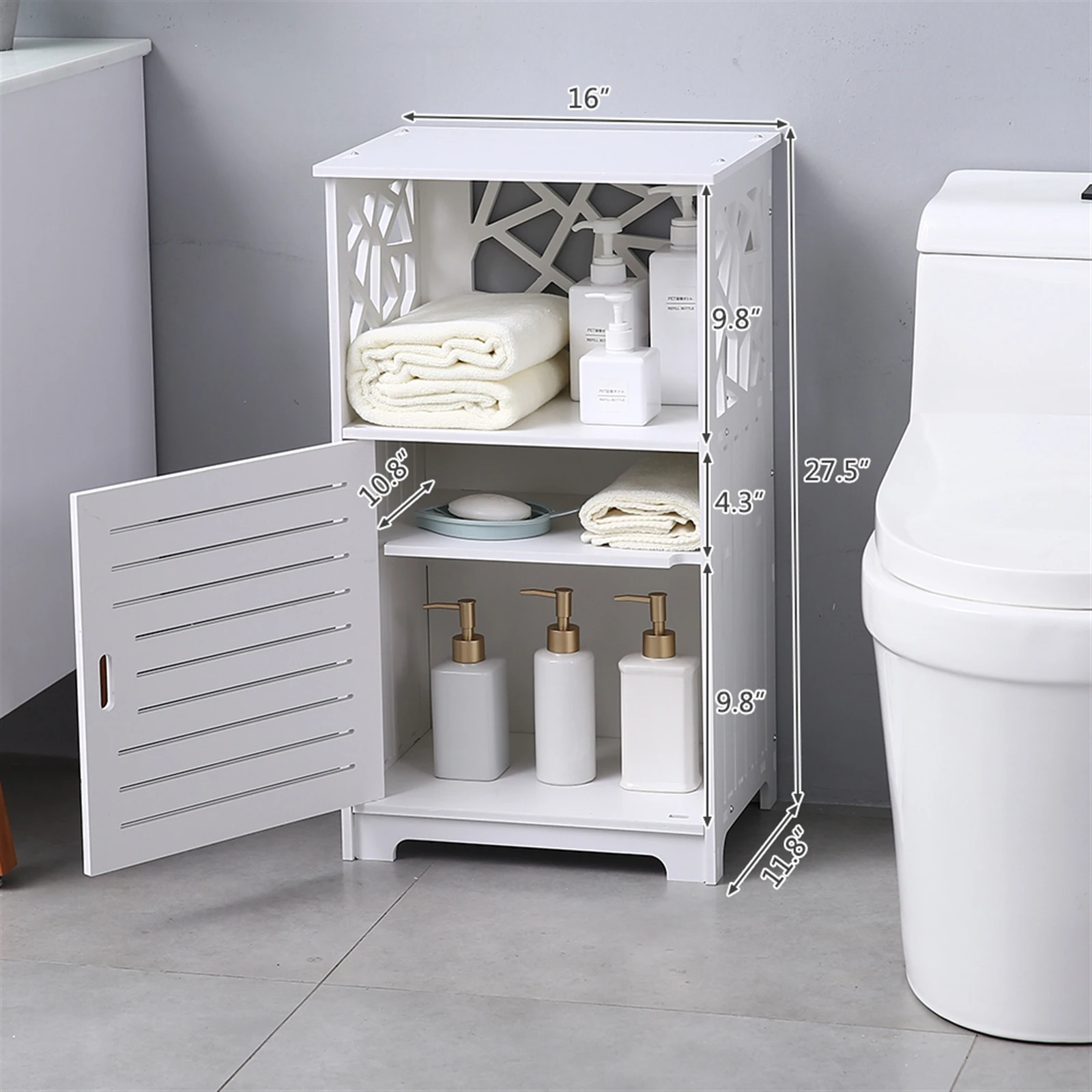 

Single Door With Compartment 70cm high Bedside Table Nightsdtand Night Table PVC (41 x 30 x 70)cm