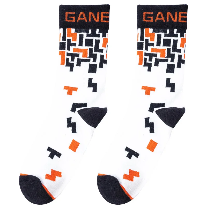 

Socks men's fashion Japanese spring and summer students plaid socks cotton sports personality letters hip-hop street socks men