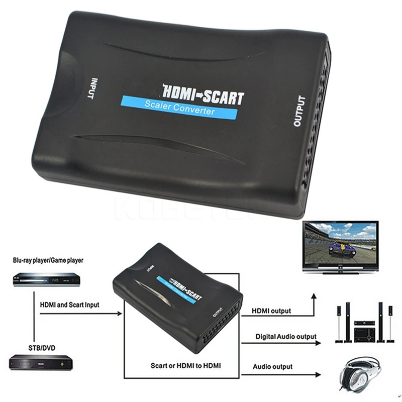 HDMI в SCART композитный видео конвертер o адаптер с USB кабелем для SKY TV | Электроника