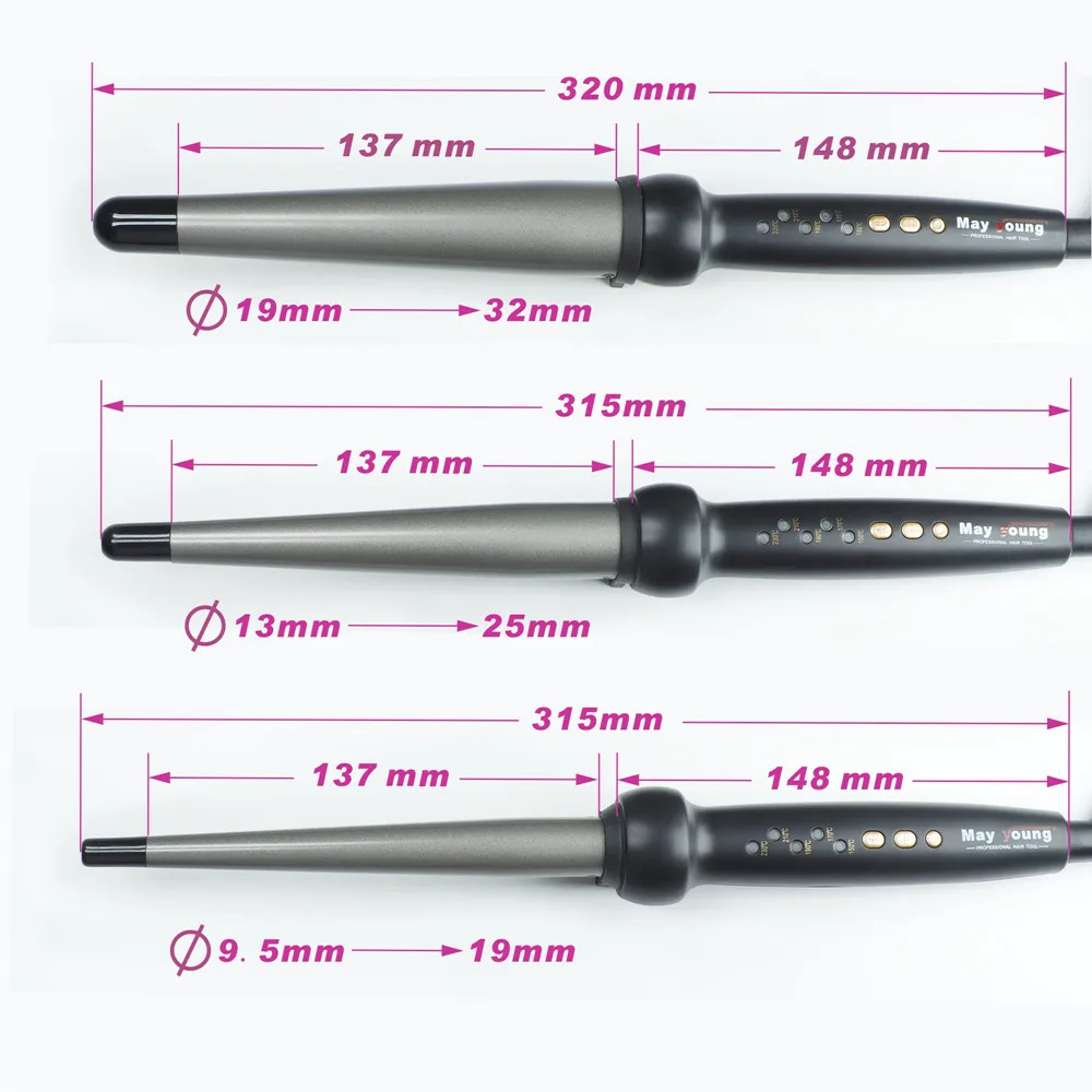 230/450 Degree Titanium Tourmaline Cearamic Conical Barrel Curling iron Tapered Wand Hair curler Curling Tong images - 6