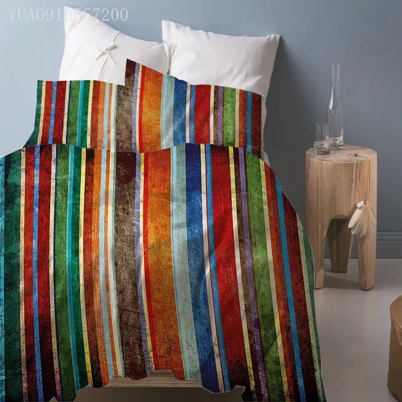 

Color Stripe Duvet Cover Modern Bedding Set Single Full Quilt Covers 2/3PCS Bedclothes Euro Size For Bedroom Decoration