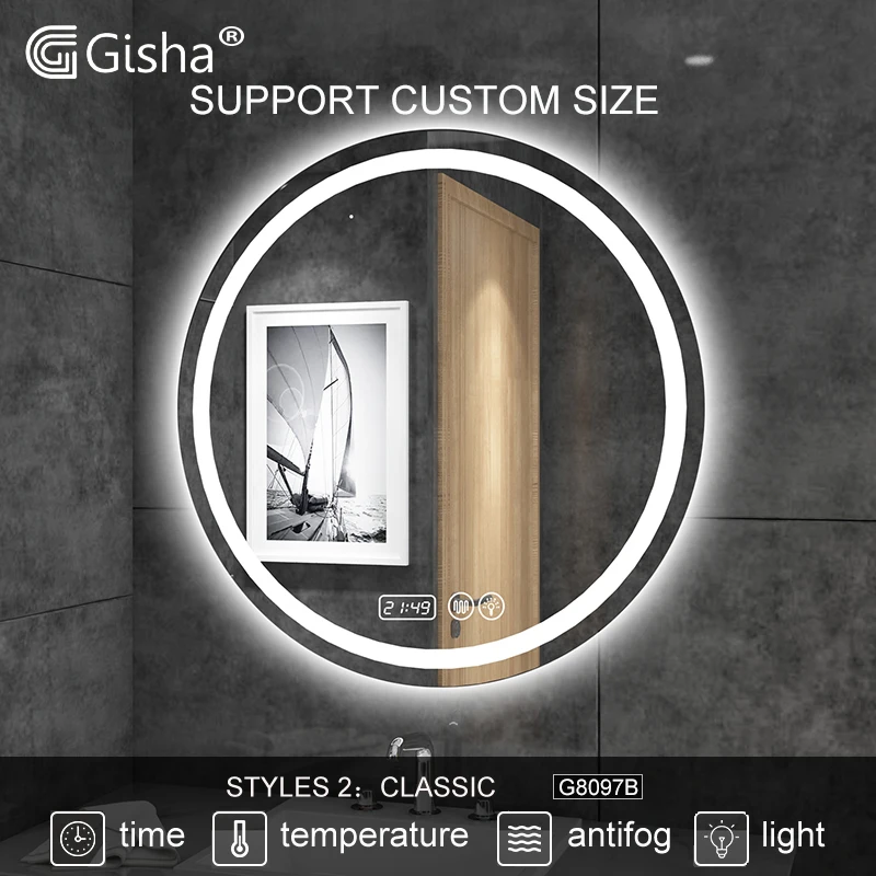 Умное зеркало с подсветкой светодиодное для ванной комнаты настенное круглое