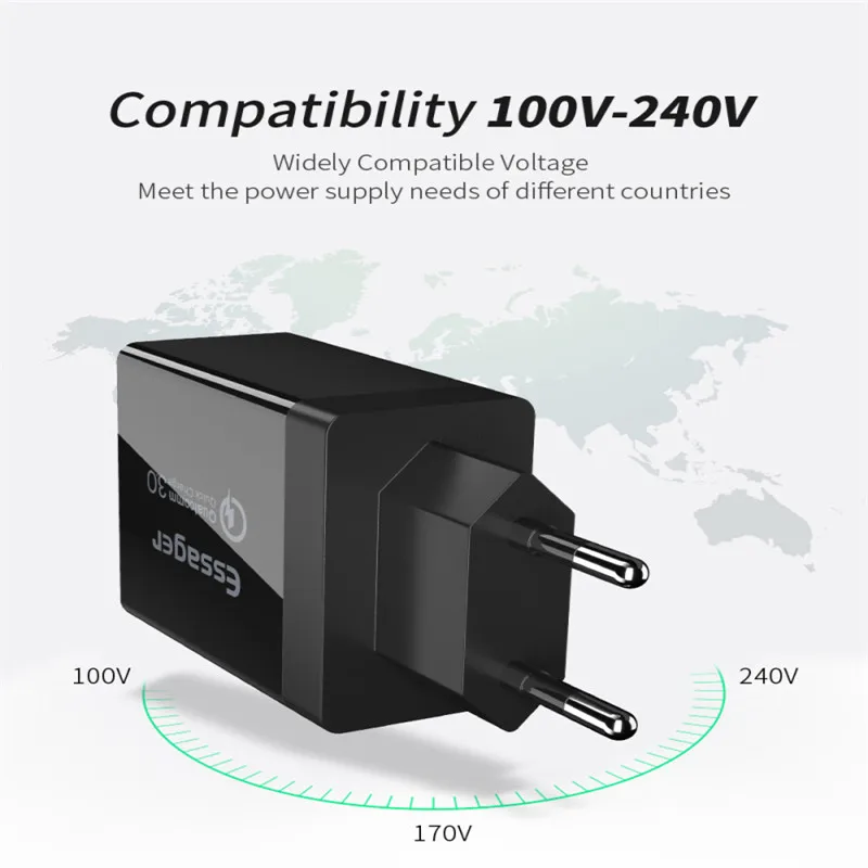 Быстрое зарядное устройство USB 3 0 30 Вт QC3.0 QC Turbo быстрое с несколькими разъемами