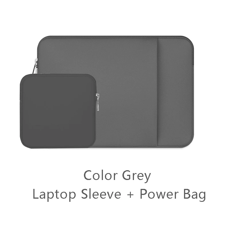 Grey Power bag Обновленный чехол для ноутбука 12 13 14 15,6 дюймов для Macbook Air Pro с мягкой плюшевой подкладкой, водонепроницаемая сумка на молнии для ноутбука - Цвет: Grey Power bag