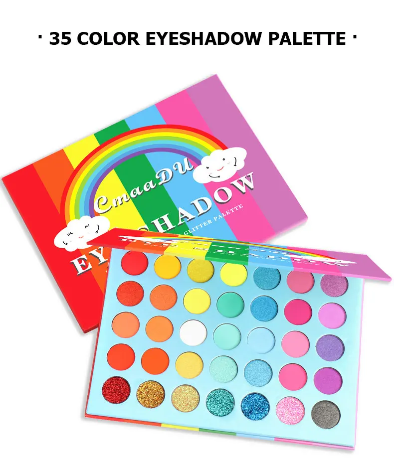 

35 Colors Rainbow Matte Eyeshadow Glitter Powder Sequin Metal Waterproof Glitter Eyeshadow Palette
