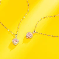 love pink zircon titanium steel necklace ladies pendant rose gold non fading clavicle chain ornament pendant necklace
