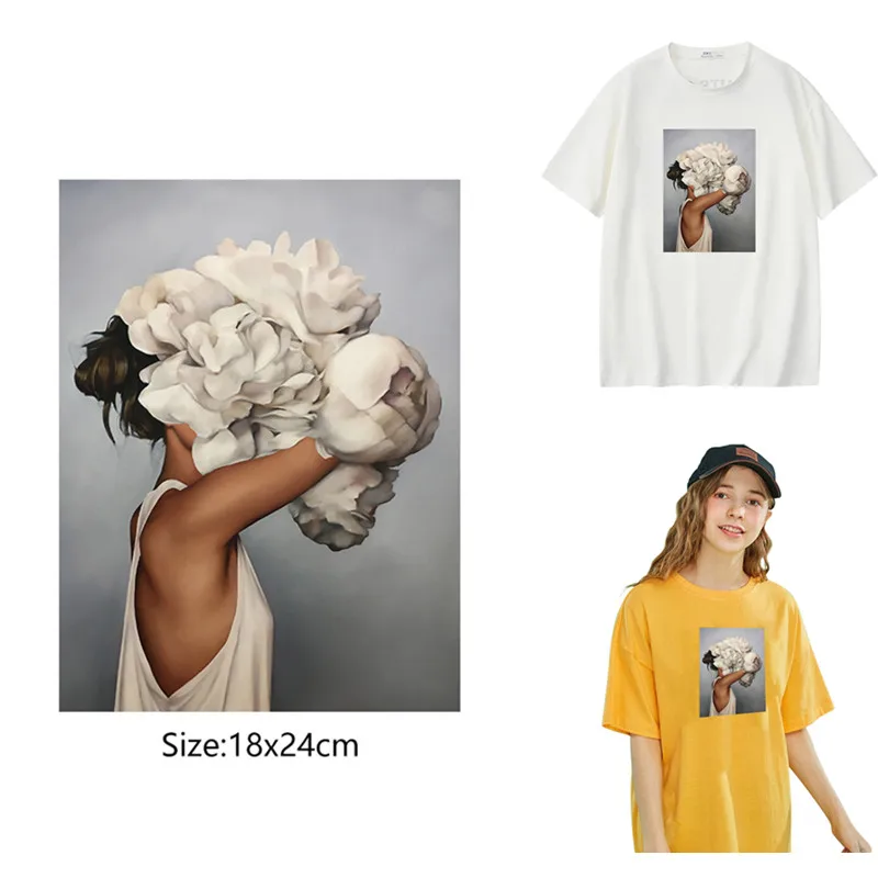 Aesthetic Girl Thermo Applique Sticker On Clothes Heat-Sensitive Iron T-shirt Transfers Patches DIY Flower Patch Decor 8 | Дом и сад