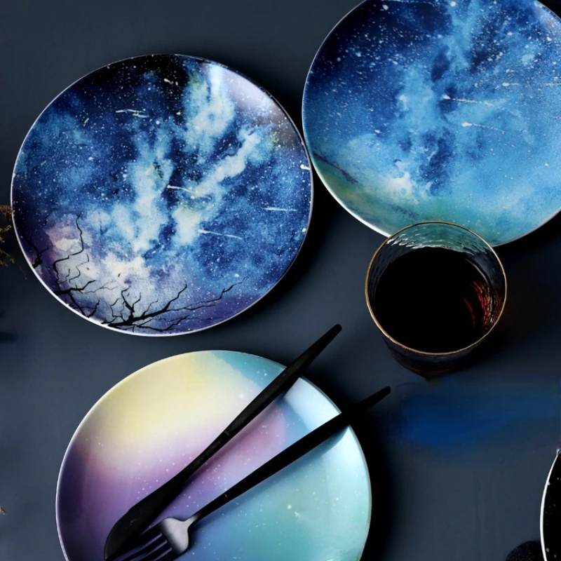 

Star Universe Ceramic Tableware Set, High Quality, Suitable for Dessert, Meat, Bread, Dinner Dishes, Kitchen Art Deco Plates