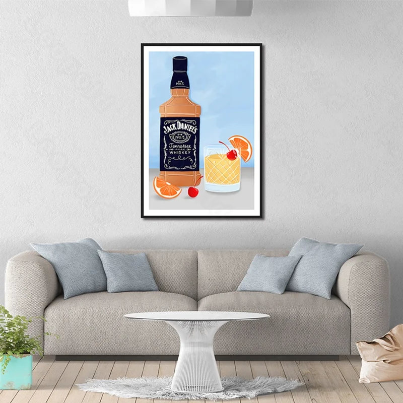 

Modern Style Murals Cartoon Whiskey and Juice Frameles Poster Home Residential Bedroom Decoration Living Room Canvas Painting