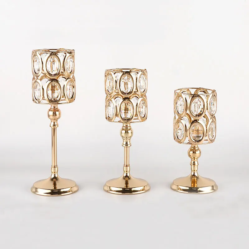Европейский стиль кованые металлические хрустальные подсвечники Свадебный