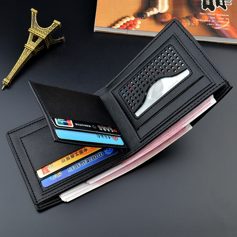 

Pu leather wallet men short business wallets suit purse youth simple designer money clips male casual multi-function card bag