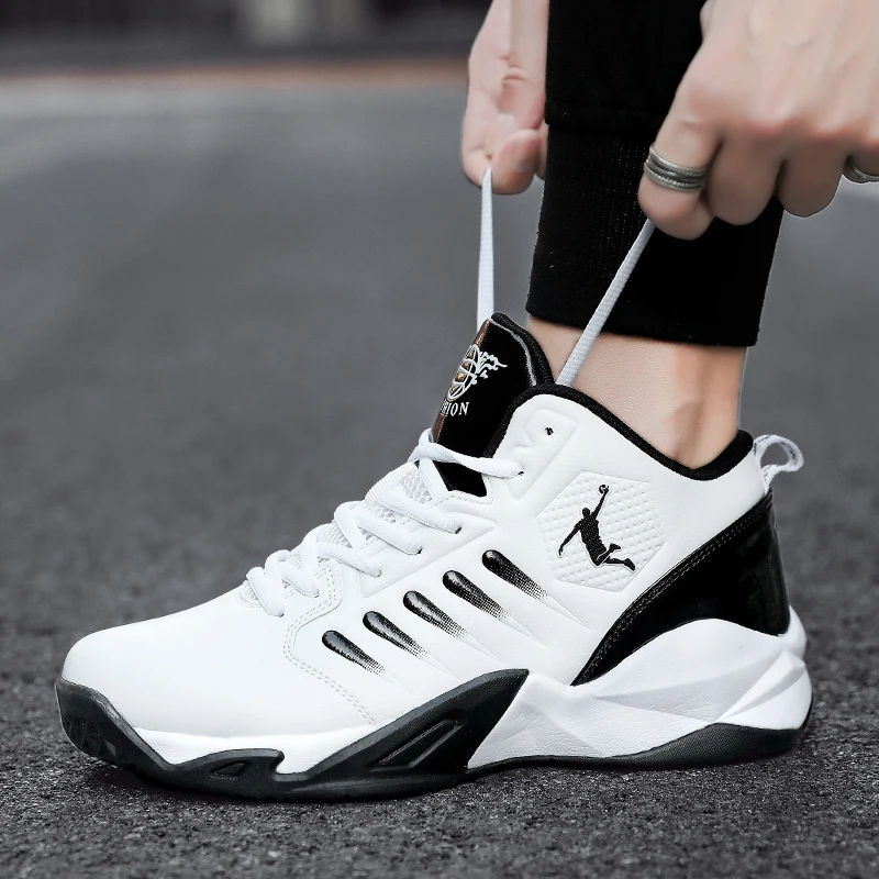 

Men's Sneakers Pu Basketball Shoes Wear-resistant Lace Up Running Shoes Non-slip Fashion