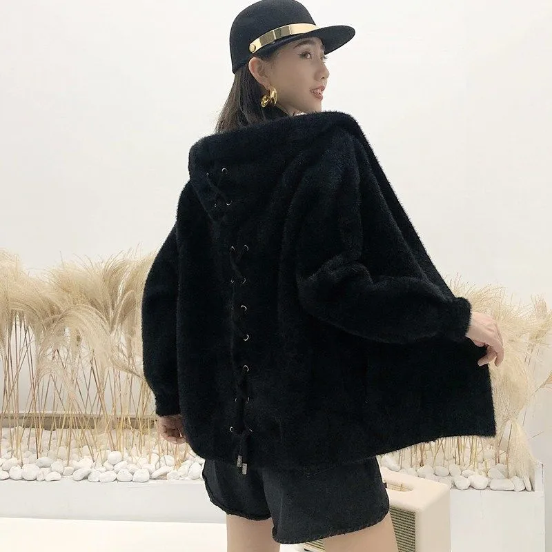 Пальто женский короткий параграф бархатный кардиган с капюшоном женская верхняя одежда осень и зима тонкий толстый Универсальный