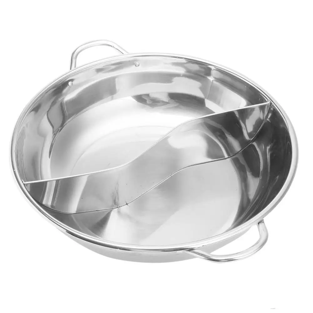 

Stainless Steel Pot Hotpot Induction Cooker Gas Stove Compatible Pot Home Kitchen Cookware Soup Cooking Pot Twin Divided