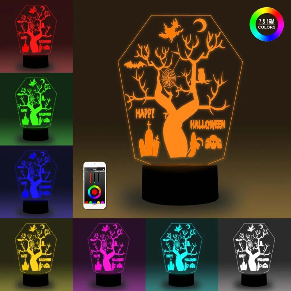 NiteApps 3D Хэллоуин Дерево ночник стол Иллюзия украшение лампа подарок на день