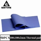 50 шт. Gdstime 100x100 мм 2 мм чип процессора радиатор охлаждения термальная силиконовый Кондуктивный Pad IC проводимости радиатор колодки 100x2 мм синий