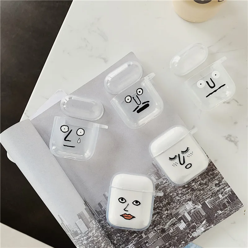 

Чехлы для наушников с забавным выражением для Airpods 2 1, мягкий прозрачный Модный чехол для беспроводных наушников IMD Funda