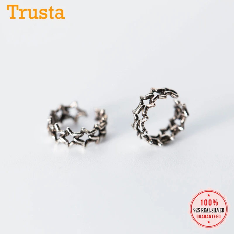 Trusta 925 пробы серебряные полые манжета для уха со звездой Клипсы Серьги для женщин девушек без серьги в стиле пирсинга ювелирные изделия DS739