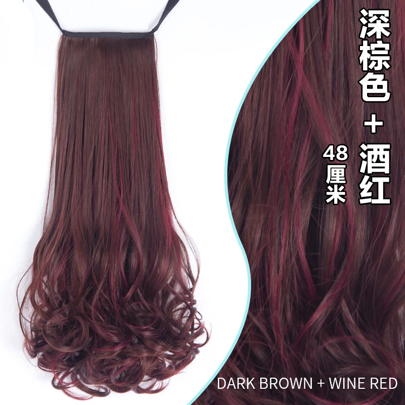

LVHAN Long Curly Drawstring Ponytail Black Brown Synthetic Fake Hair Heat Resistant Hairpiece Clip In Pony Tail Extension Women