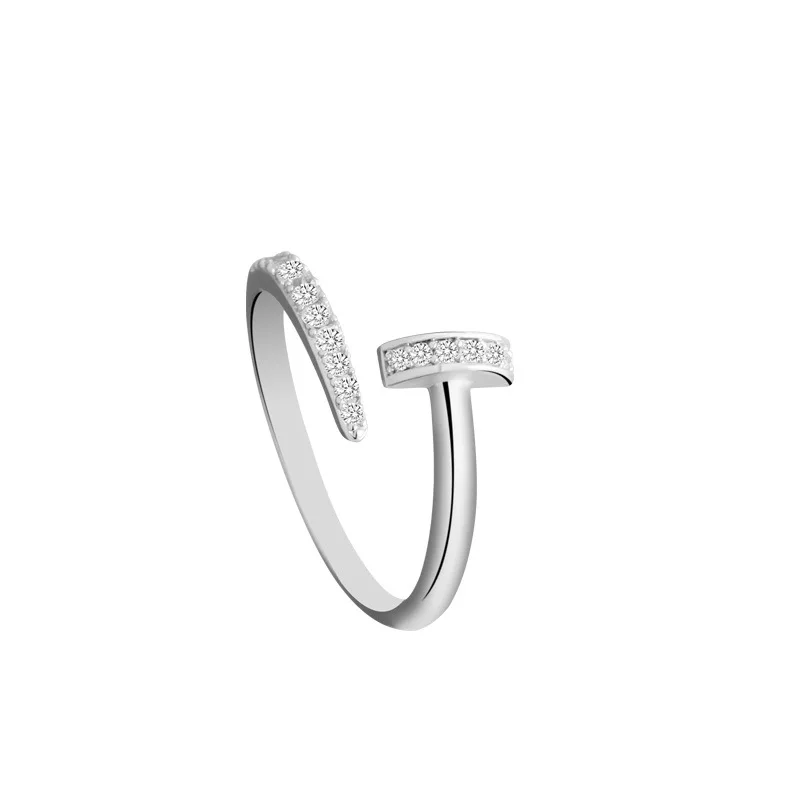 

Personality Cold Wind Slightly Inlaid Zircon Rings Female Simple Fashion Temperament Rings Niche Opening Index Finger Rings