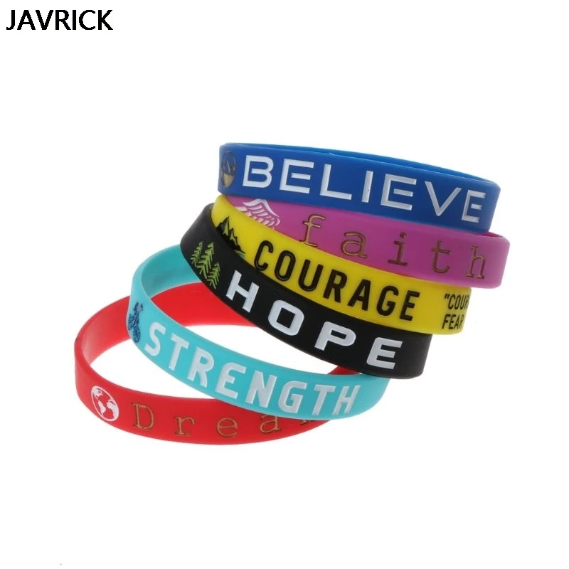 6 шт. вдохновляющие цитаты браслеты Мечта смелость прочность силиконовые
