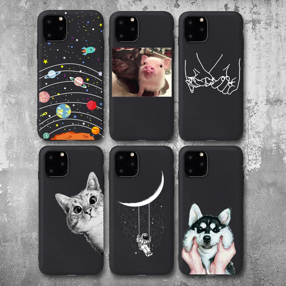 Чехол для телефона для iPhone 6, 6s, 7, 8 Plus, X, 5, 5S, SE, чехол с милой собачкой хаски, Рождественский Мягкий ТПУ черный чехол для iPhone 8, XR, XS, 11Pro Max