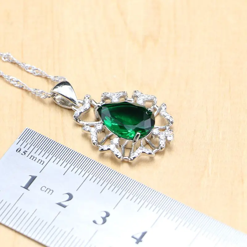 Комплект ювелирных украшений Hyperbole из серебра 925 пробы с зеленым цирконом и белым