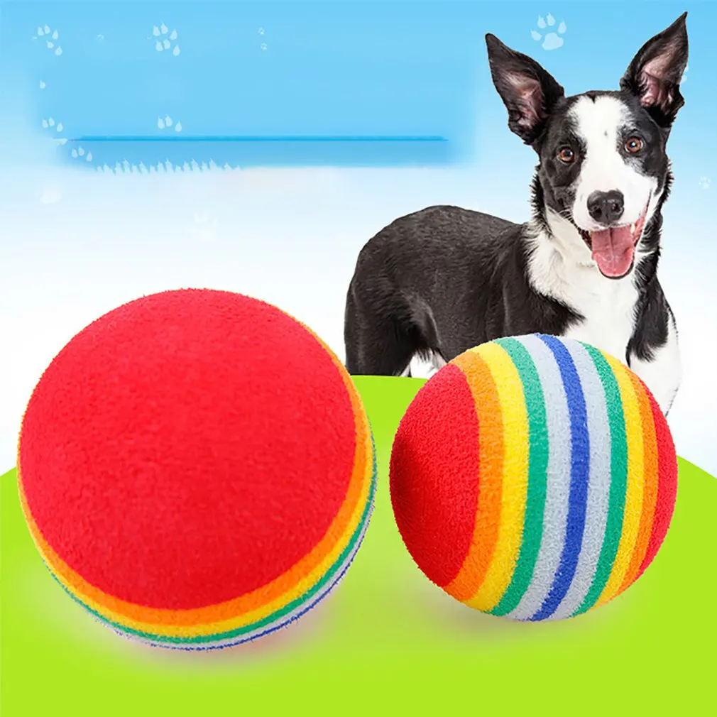 Забавная игрушка для щенков дрессировки собак мячи закуска цвет радуги пена EVA