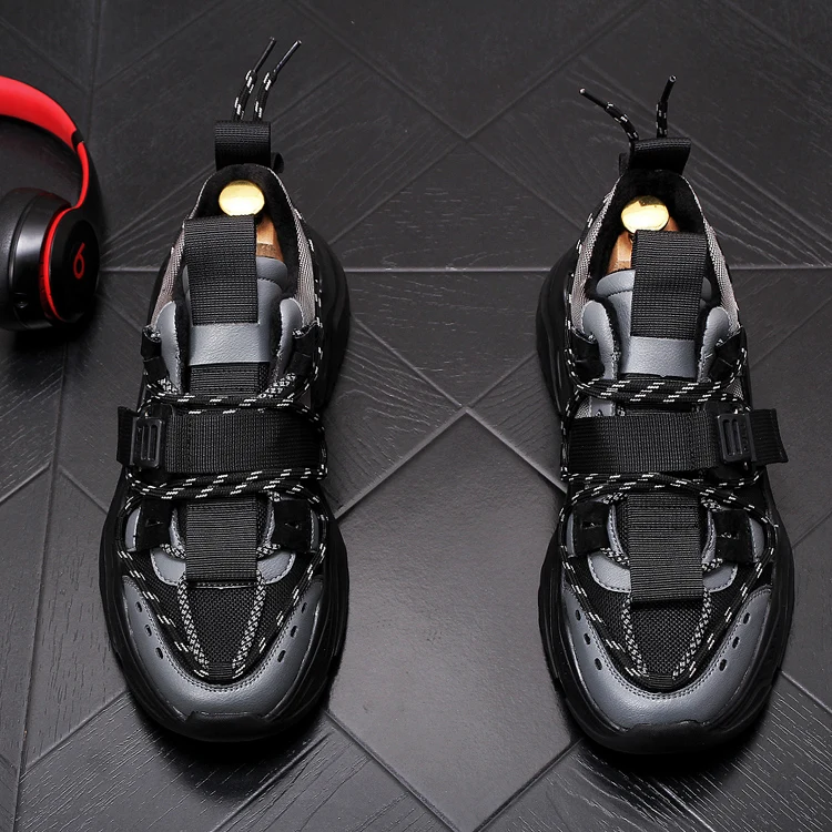 Мужская повседневная обувь на платформе модная теплая плюшевая высокого