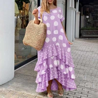 women irregular elegant dress vintage polka dot layered dress 2021 vonda vintage holiday party ruffled long vestido