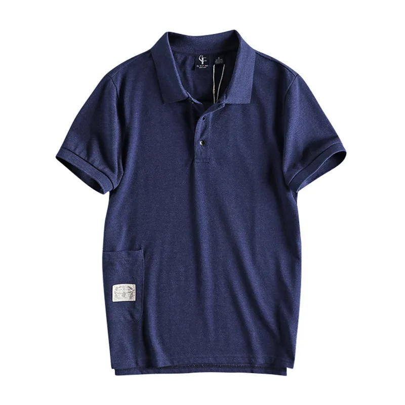 Рубашка поло мужская с коротким рукавом хлопковая блуза большими карманами
