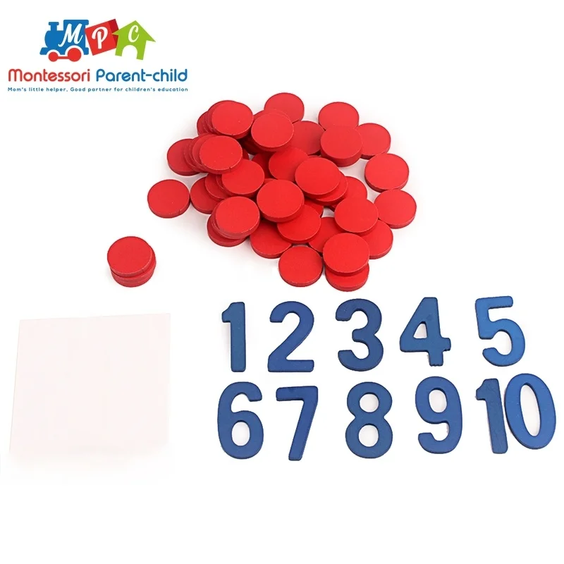 

Montessori Materials Math Toys 1-10 Digitals 55Pcs Counter With Learning Cards Toys for Children House Preschool Teaching Toys
