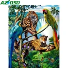 Фотография по номерам, леопард, попугай, ручная роспись