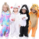 KigurumiДетские пижамы с единорогом для маленьких девочек; Одежда для сна с единорогом; Фланелевые пижамы с рисунком панды; Детские пижамы с вышивкой; Комбинезоны