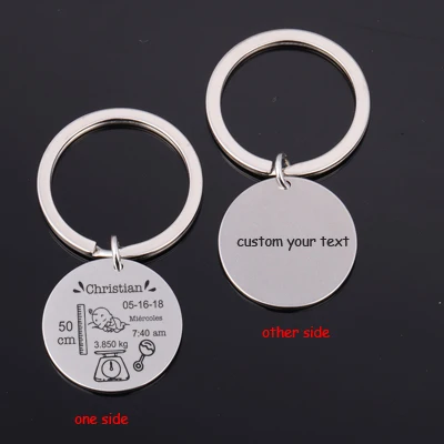 3-silver 2side FLYANGEL персонализированные детские зеркальные стильные брелки, подарки на день отца, новые детские подарки на день рождения, весовое время, брелок - Цвет: 3-silver 2side