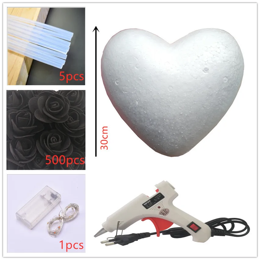 black DIY Красочные в форме сердца розы искусственные DIY ручной работы Цветы Романтический День Святого Валентина и свадебные подарки для девушки - Цвет: black DIY
