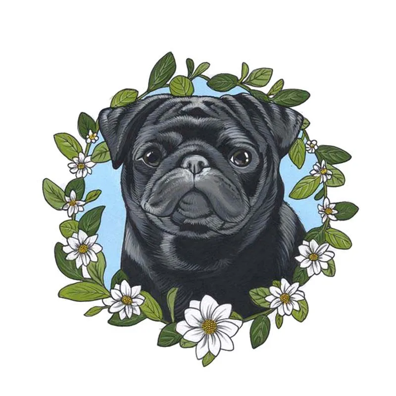 

New High-quality Car-Stickers A Lovely Wreath Dog for Bumper Windshield Suv Vinyl Decal Auto Exterior Decoration 15*15cm