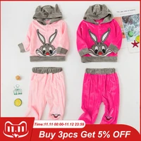 cartoon infant baby clothing 2022 autumn winter new clothes baby boy hoodie pants 2 piece outfit kids costume for baby girl set