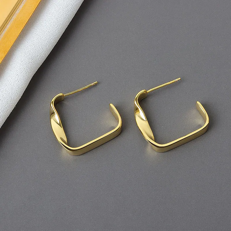 

European and American Personality Exaggerated Twisted Geometric Earrings Fashion Temperament Geometric Irregular Earrings Women
