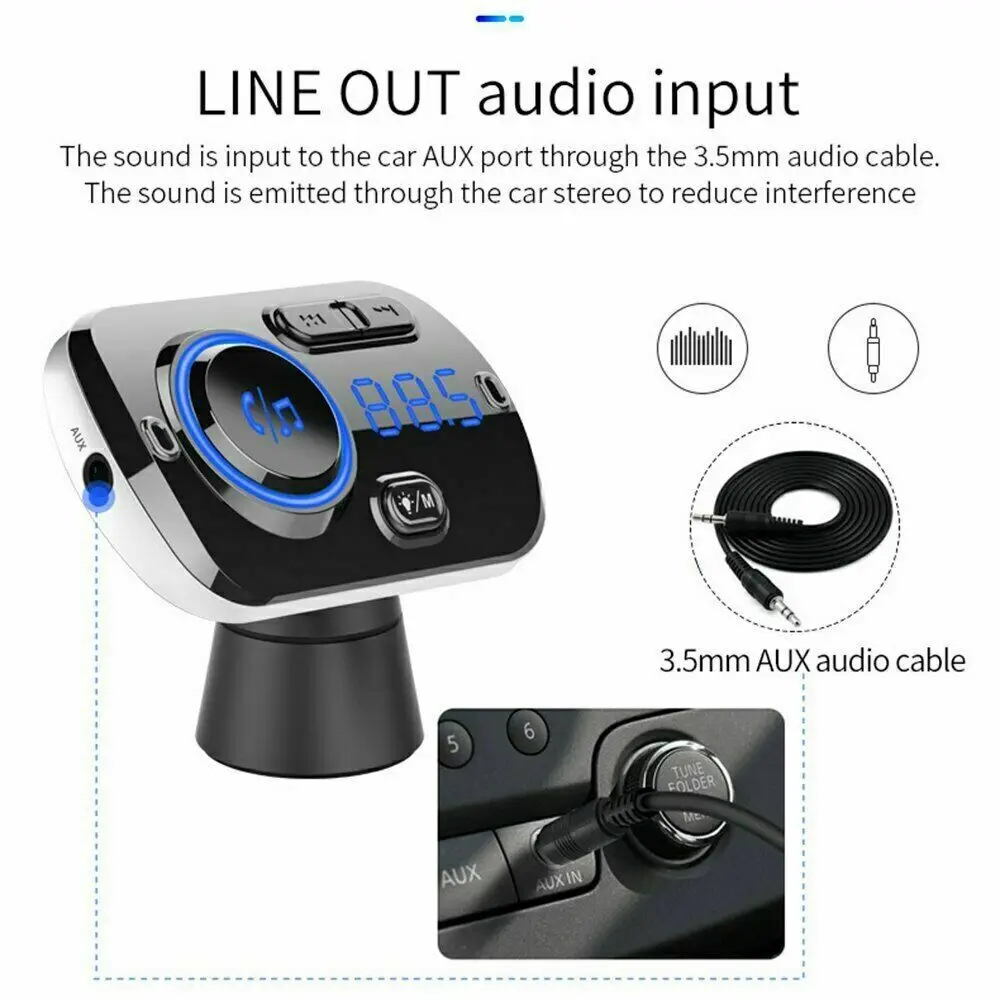 Беспроводной Bluetooth 5,0 Handsfree автомобильный комплект fm-передатчик MP3 плеер с QC3.0 Hifi воспроизведение музыки gps двойной USB зарядное устройство для Iphone
