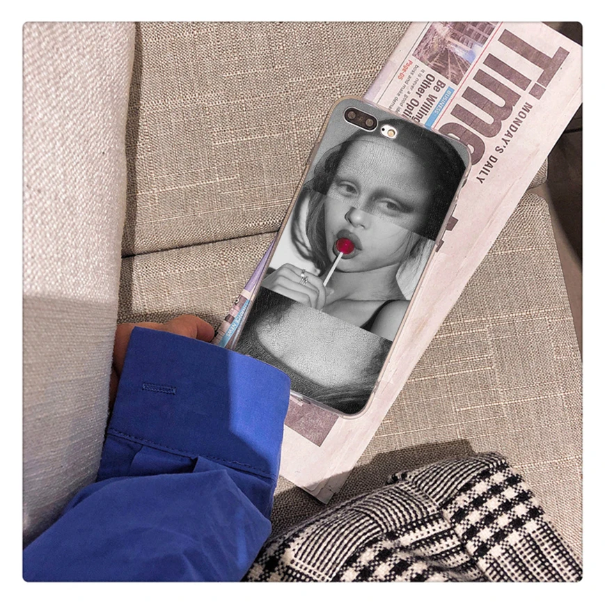 A5 Чехол для телефона Mona Lisa с принтом, мягкий из ТПУ для iphone 11 pro max X XR XS MAX 8 7 6 5 6S 5s PLUS SE MonaLisa gum smoke - Цвет: A5