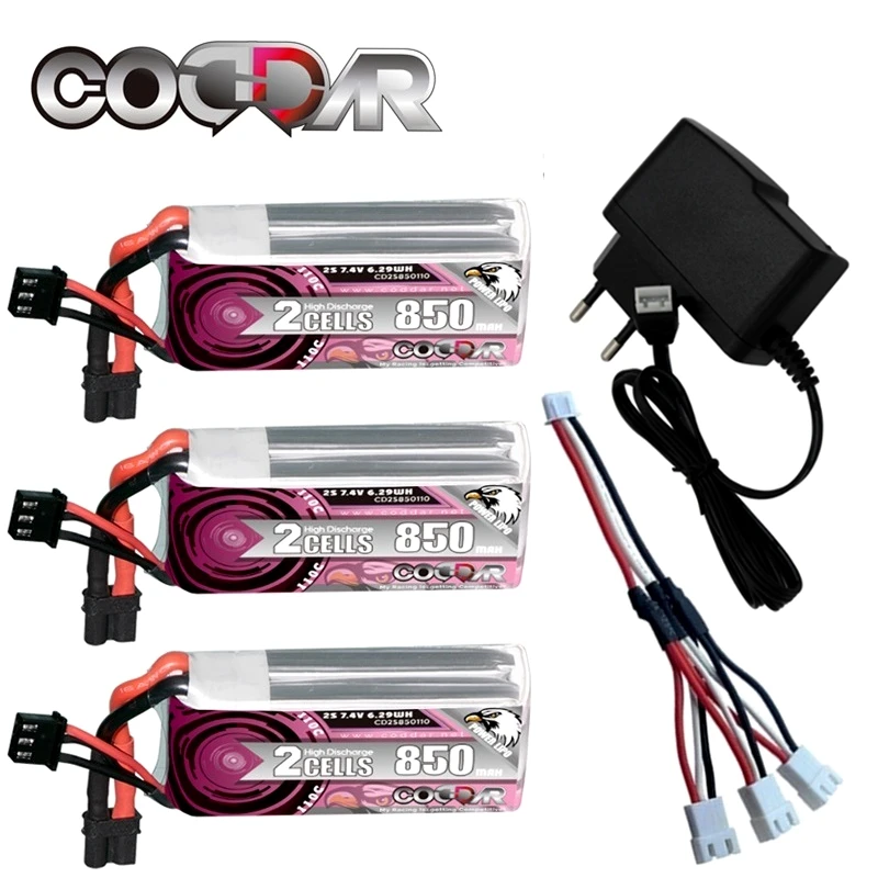 

CODDAR RC Racing CAR Battery 7.4v 850mAh 110C 2s LiPo Battery +charger For RC Quadcopter Helicopter Boat Drones Spare Parts