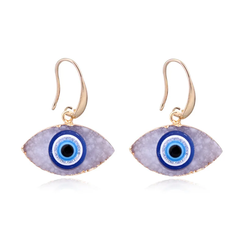 Фото Женские Висячие висячие серьги Evil Eye Druzy Подарочные ювелирные изделия