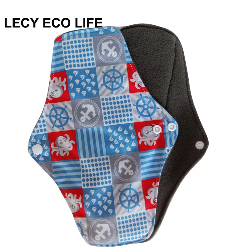 LECY ECO LIFE бамбуковый уголь флисовые внутренние тканевые менструальные прокладки для постоянного потока, женские многоразовые подушечки для салфеток Рождественский подарок