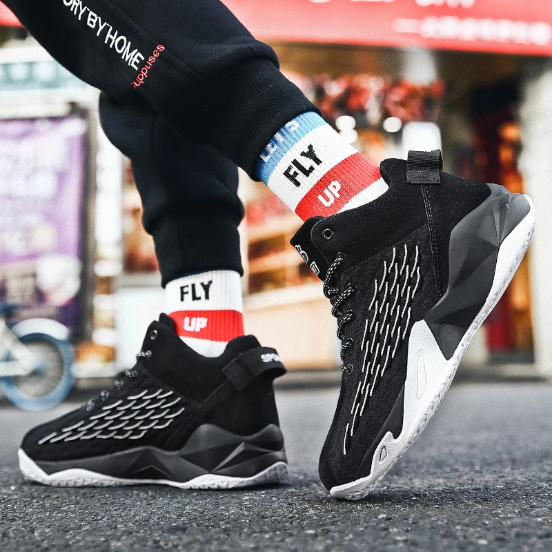 

New Style Design Men Basketball Shoes Mesh Breathable Basketball Boots Men Sneakers Homens Non-Slip Wearable Sports Shoes Male